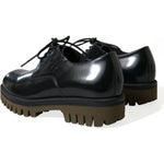 Dolce & Gabbana Black Leather Lace Up Derby Men Dress Shoes MV5575-39.5