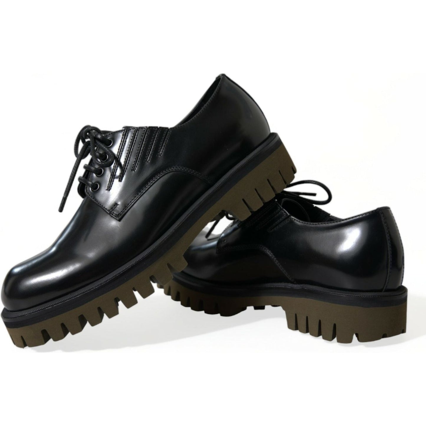 Dolce & Gabbana Black Leather Lace Up Derby Men Dress Shoes MV5575-39.5