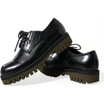 Dolce & Gabbana Black Leather Lace Up Derby Men Dress Shoes MV5575-39.5