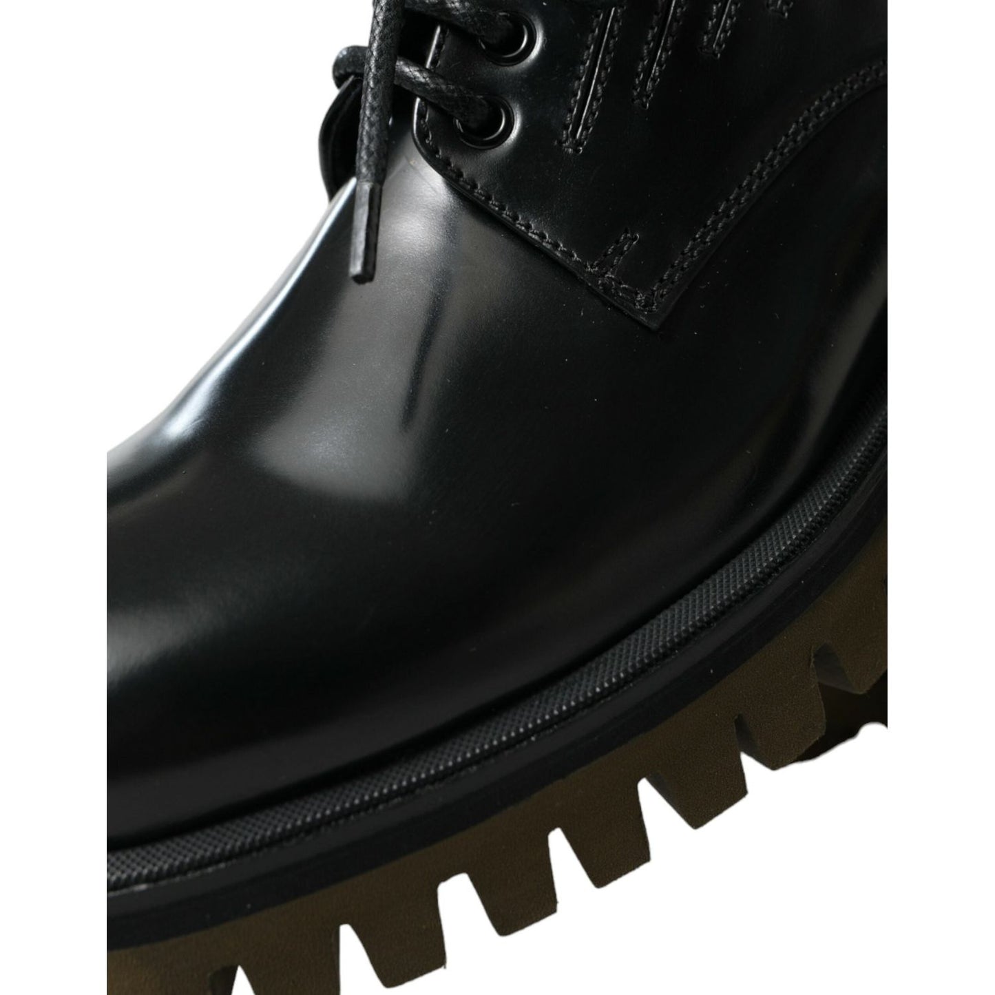 Dolce & Gabbana Black Leather Lace Up Derby Men Dress Shoes MV5575-39.5