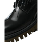 Dolce & Gabbana Black Leather Lace Up Derby Men Dress Shoes MV5575-39.5