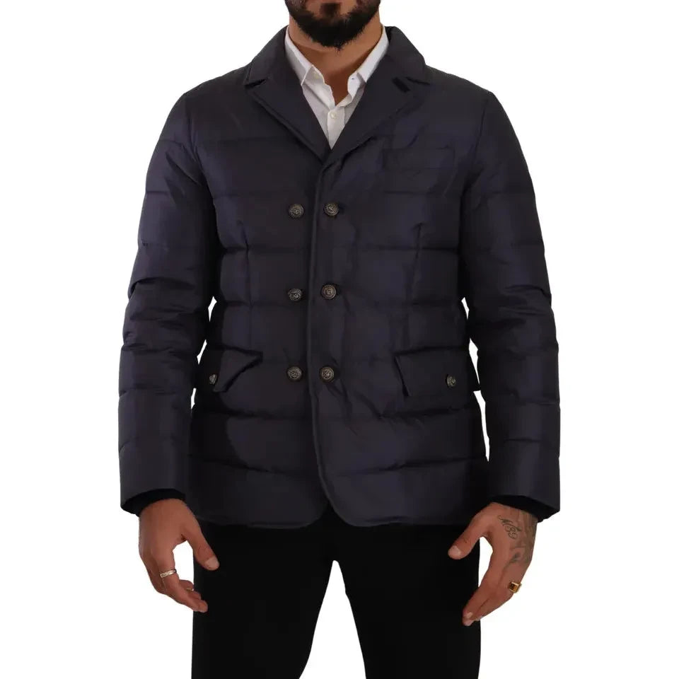 Dolce & Gabbana Elegant Dark Blue Silk Blend Jacket Dolce & Gabbana Black