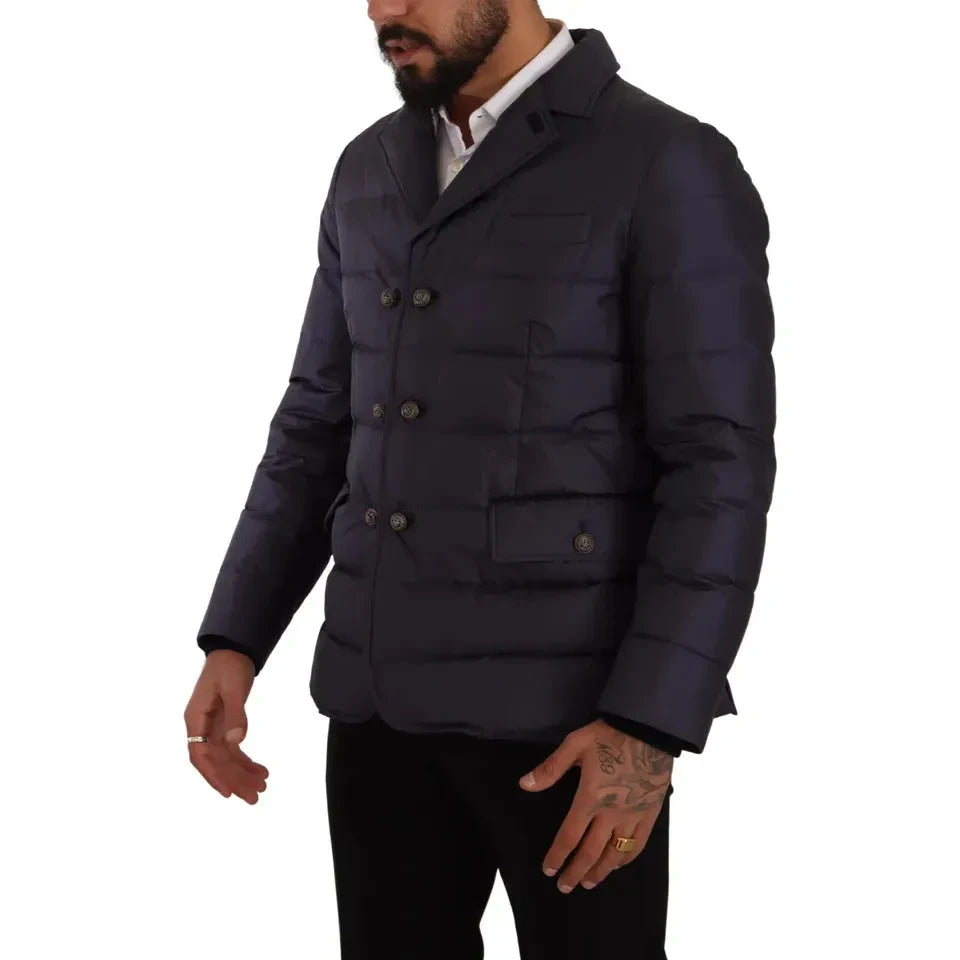 Dolce & Gabbana Elegant Dark Blue Silk Blend Jacket Dolce & Gabbana Black