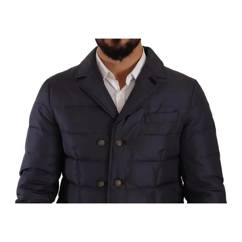 Dolce & Gabbana Elegant Dark Blue Silk Blend Jacket Dolce & Gabbana Dark Slate Gray