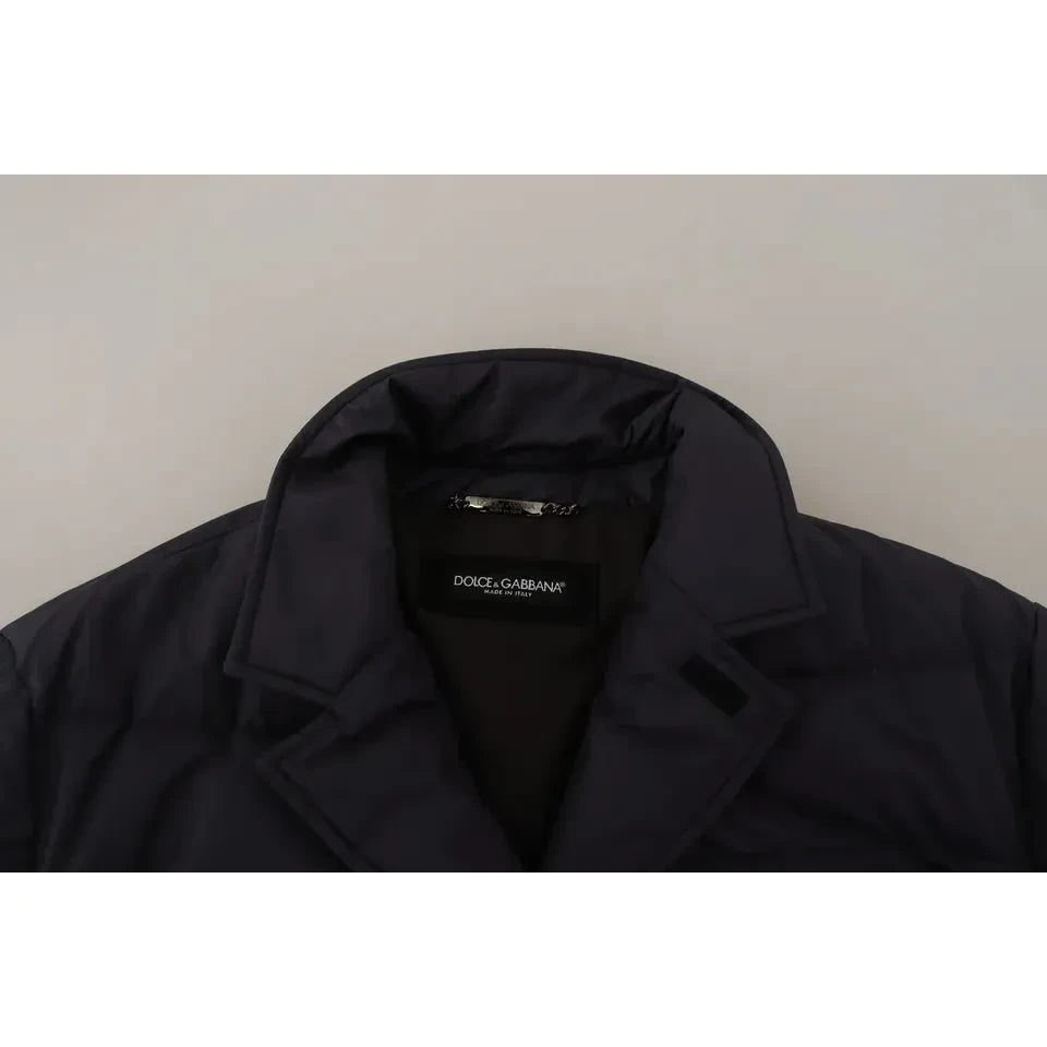 Dolce & Gabbana Elegant Dark Blue Silk Blend Jacket Dolce & Gabbana Black
