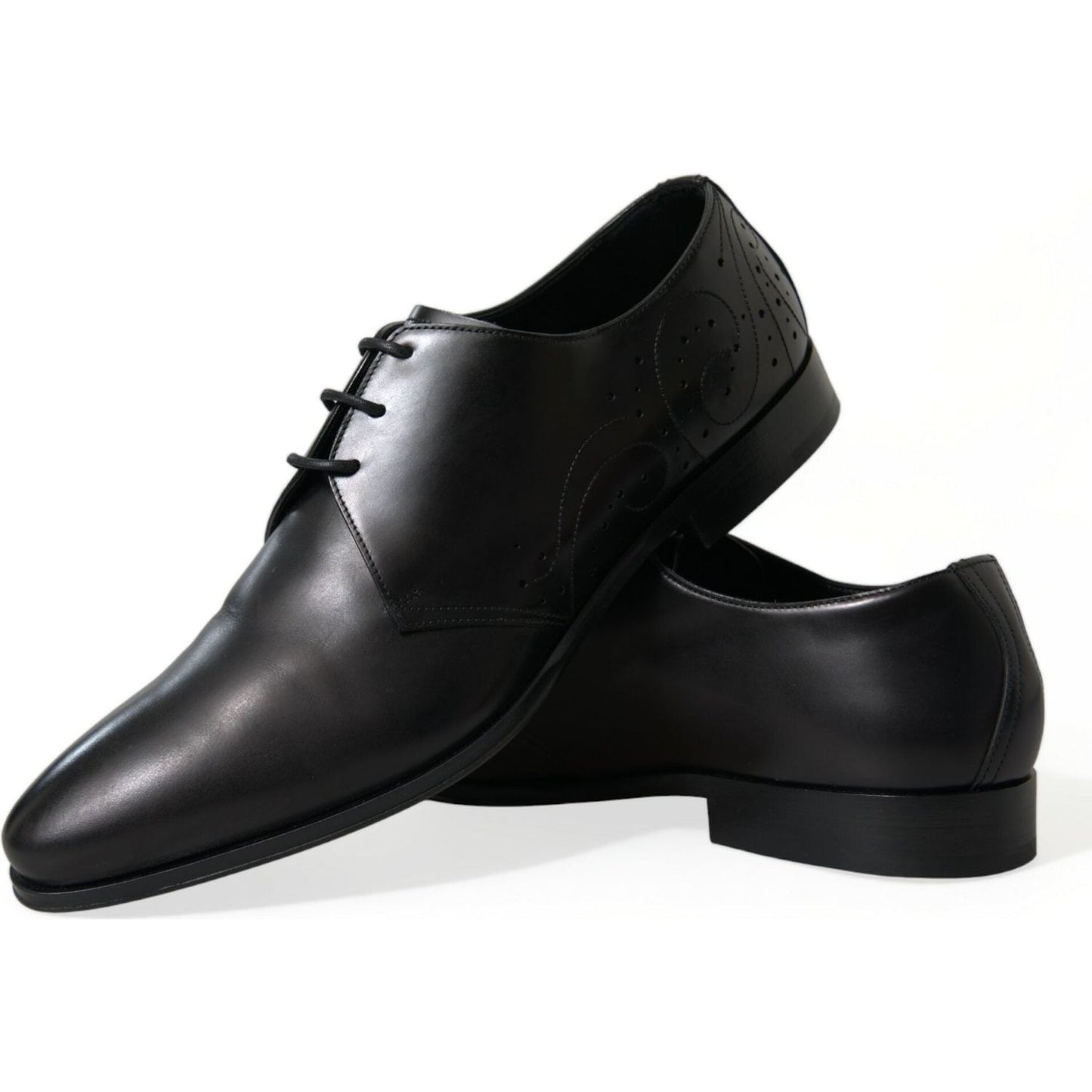 Dolce & Gabbana Black Leather Lace Up Formal Derby Dress Shoes MV5564-43