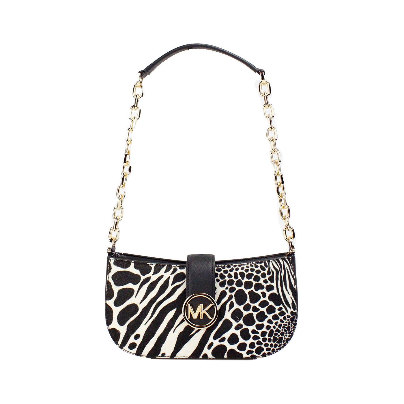Michael Kors Carmen Small Black Haircalf Pouchette Shoulder Crossbody Bag Michael Kors Dark Slate Gray