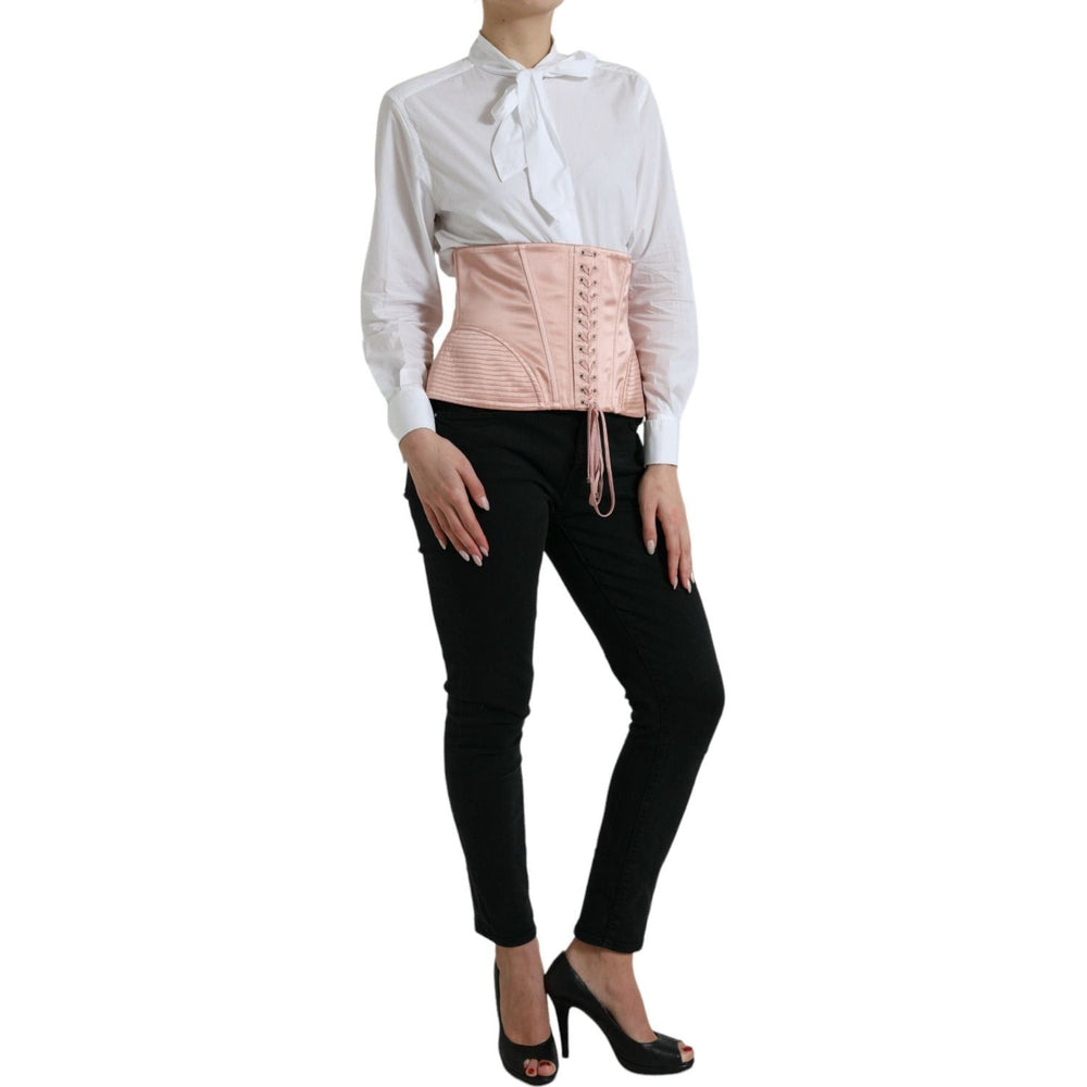 Dolce & Gabbana Pink Silk Stretch Belt Waist Strap Corset Top TSH8019-44