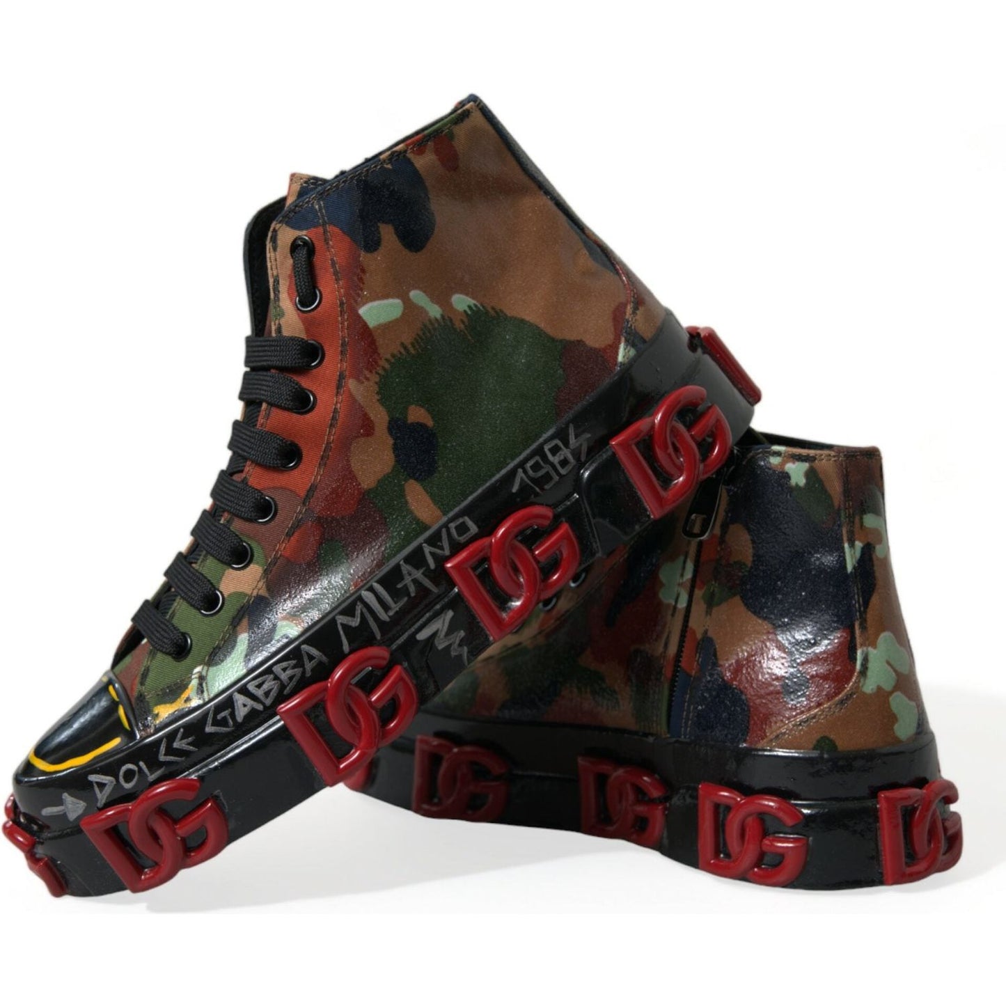 Dolce & Gabbana Multicolor High-Top Sneakers with Luxe Appeal Dolce & Gabbana Dark Slate Gray