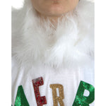 Dolce & Gabbana White Cotton Christmas Sequin Fur T-shirt TSH84529-38