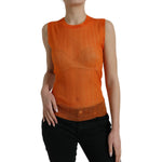 Dolce & Gabbana Orange See Through Crew Neck Blouse Tank Top TSH84801-44