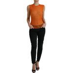 Dolce & Gabbana Orange See Through Crew Neck Blouse Tank Top TSH84801-44