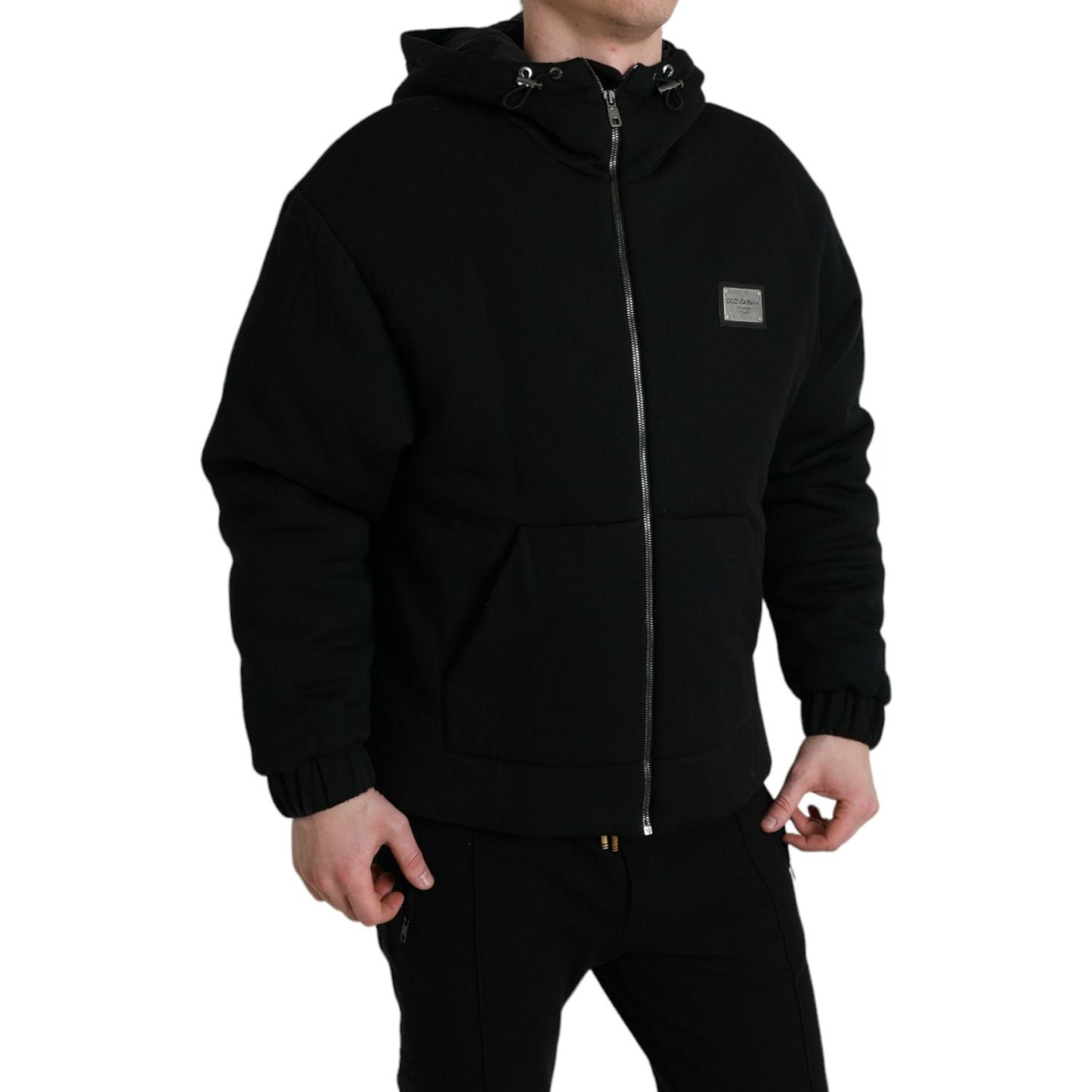 Dolce & Gabbana Elegant Black Bomber Jacket with Hood Dolce & Gabbana Black