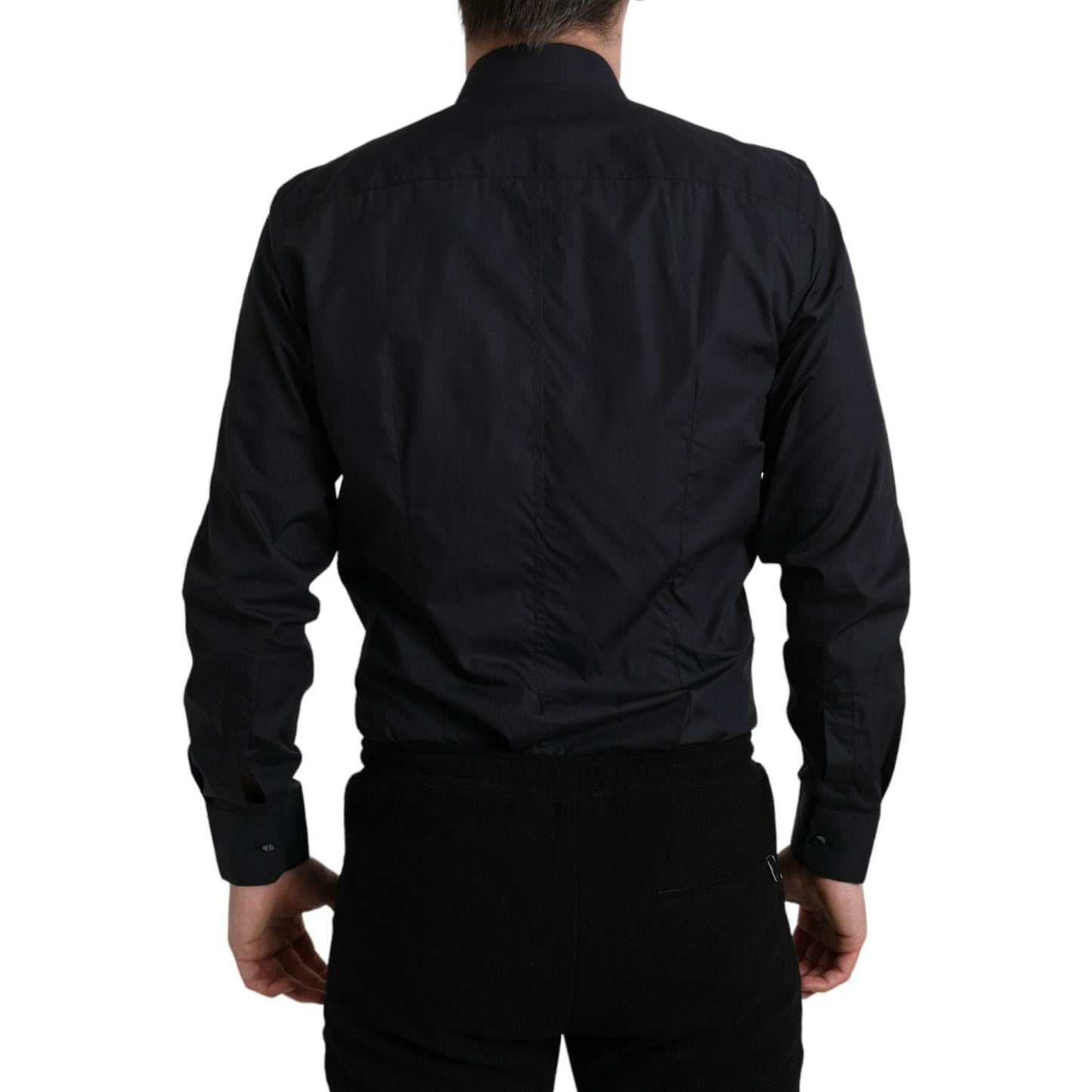 Dolce & Gabbana Navy Blue Cotton Collared Formal Dress Shirt