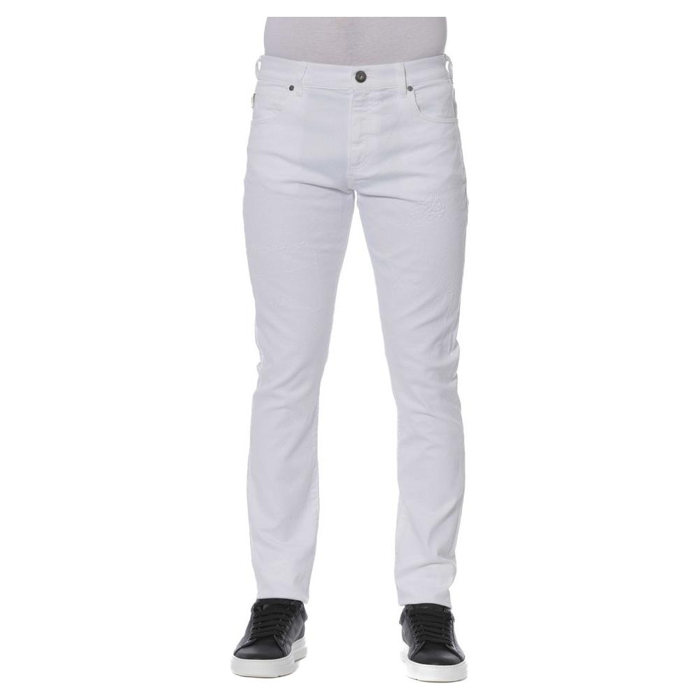 Trussardi Jeans White Cotton Men Jeans Trussardi Jeans Light Gray