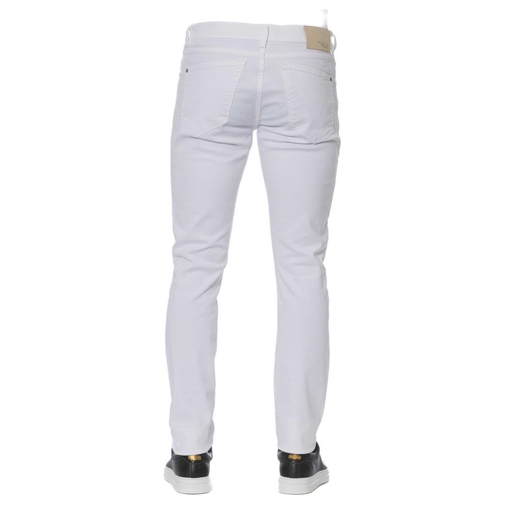 Trussardi Jeans White Cotton Men Jeans Trussardi Jeans Light Gray