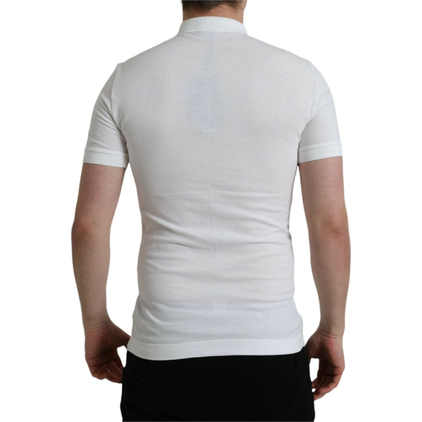 Dolce & Gabbana Crown Embroidered White Cotton Polo Dolce & Gabbana Gray