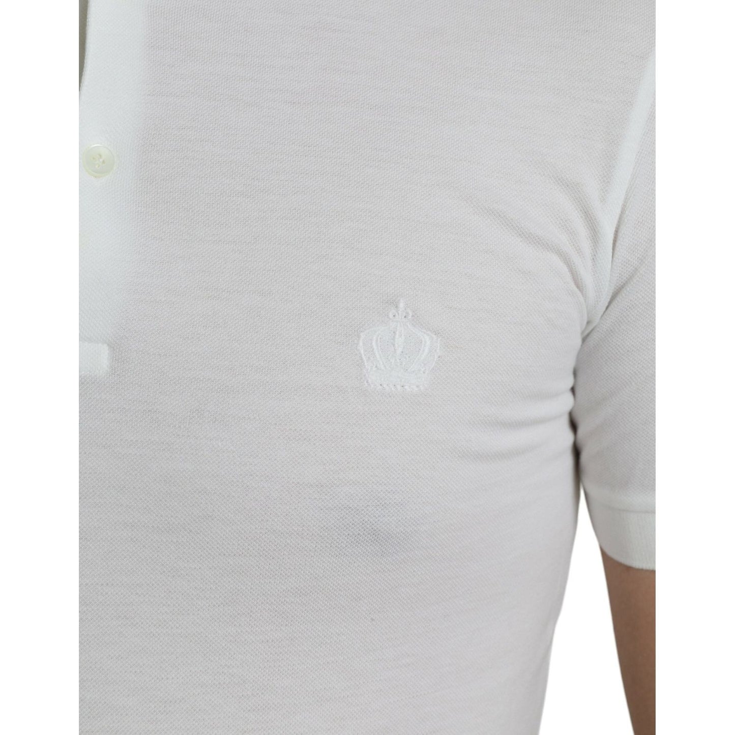 Dolce & Gabbana Crown Embroidered White Cotton Polo Dolce & Gabbana Gray