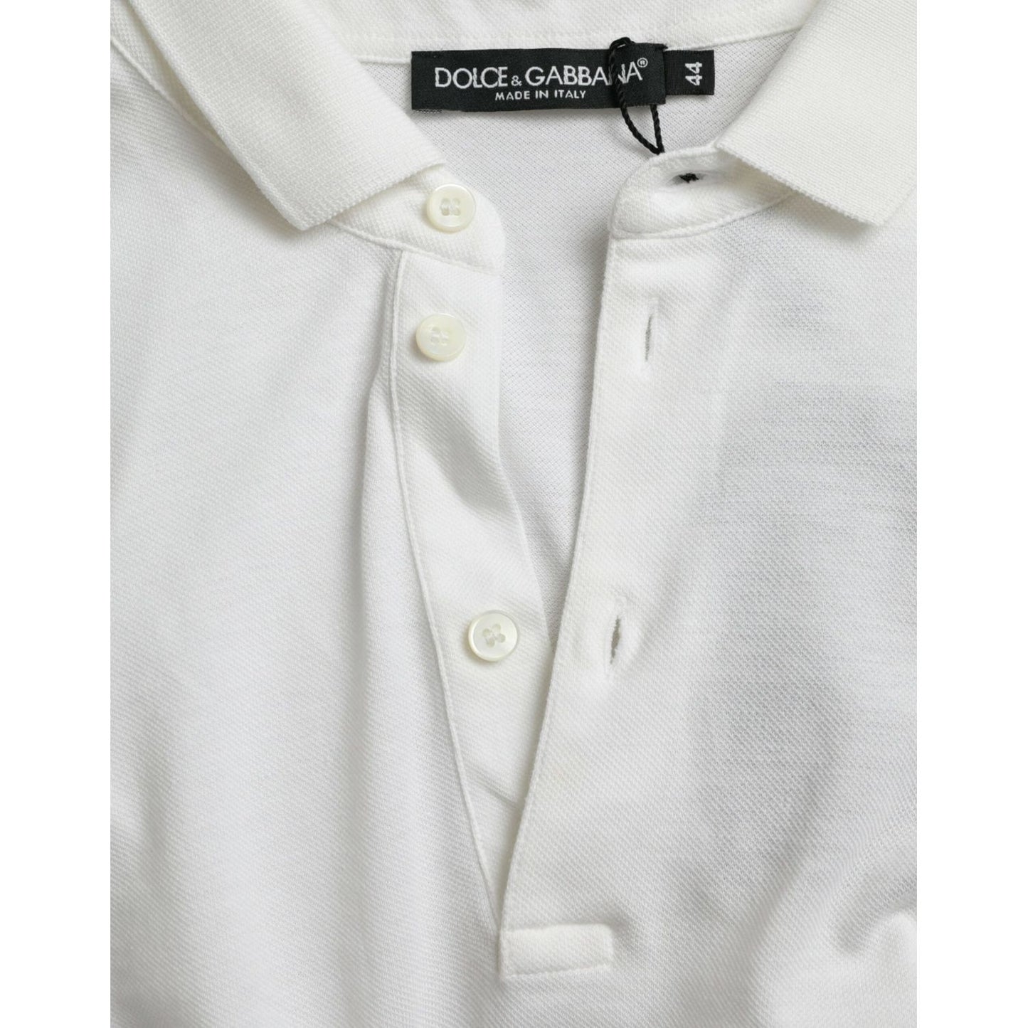 Dolce & Gabbana Crown Embroidered White Cotton Polo Dolce & Gabbana Light Gray