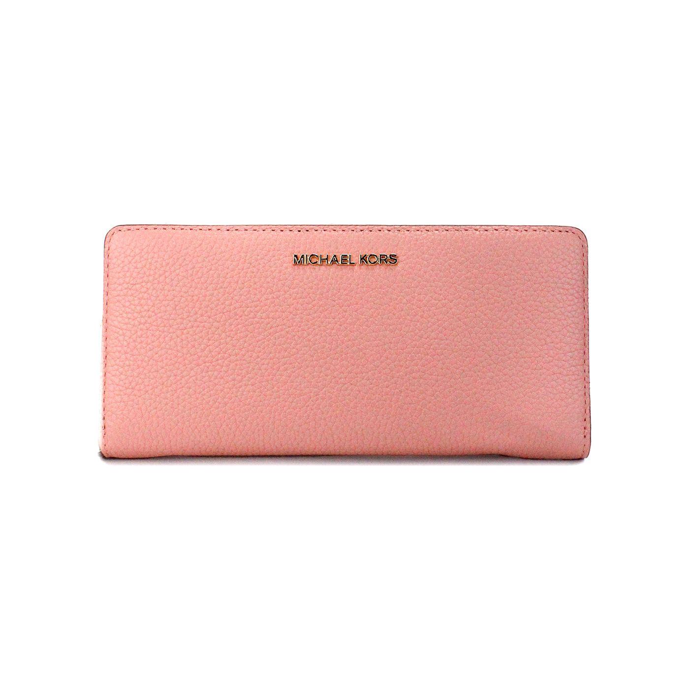Michael Kors Jet Set Travel Large Primrose Leather Continental Wristlet Wallet Michael Kors Dark Salmon