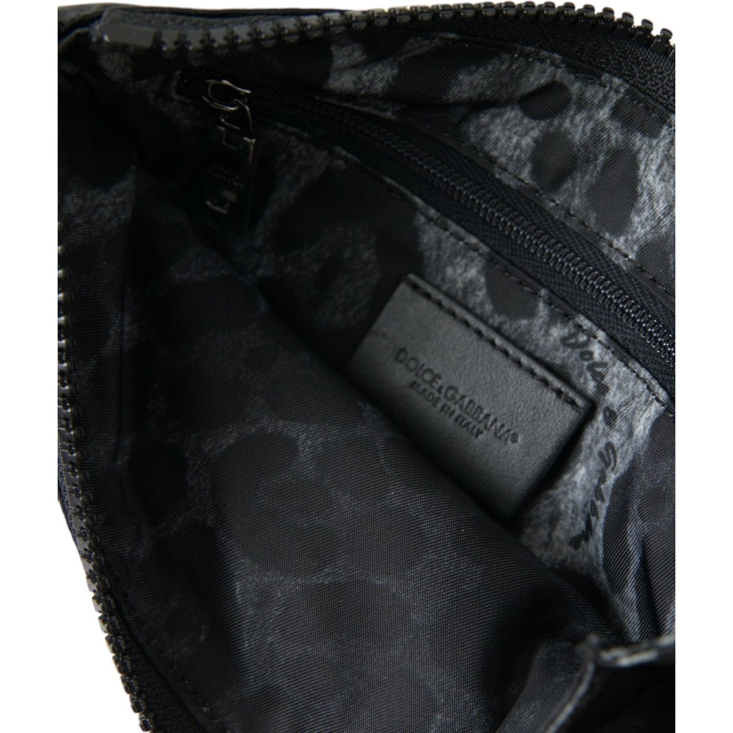 Dolce & Gabbana Black Nylon Logo Plaque Keyring Pouch Clutch Bags