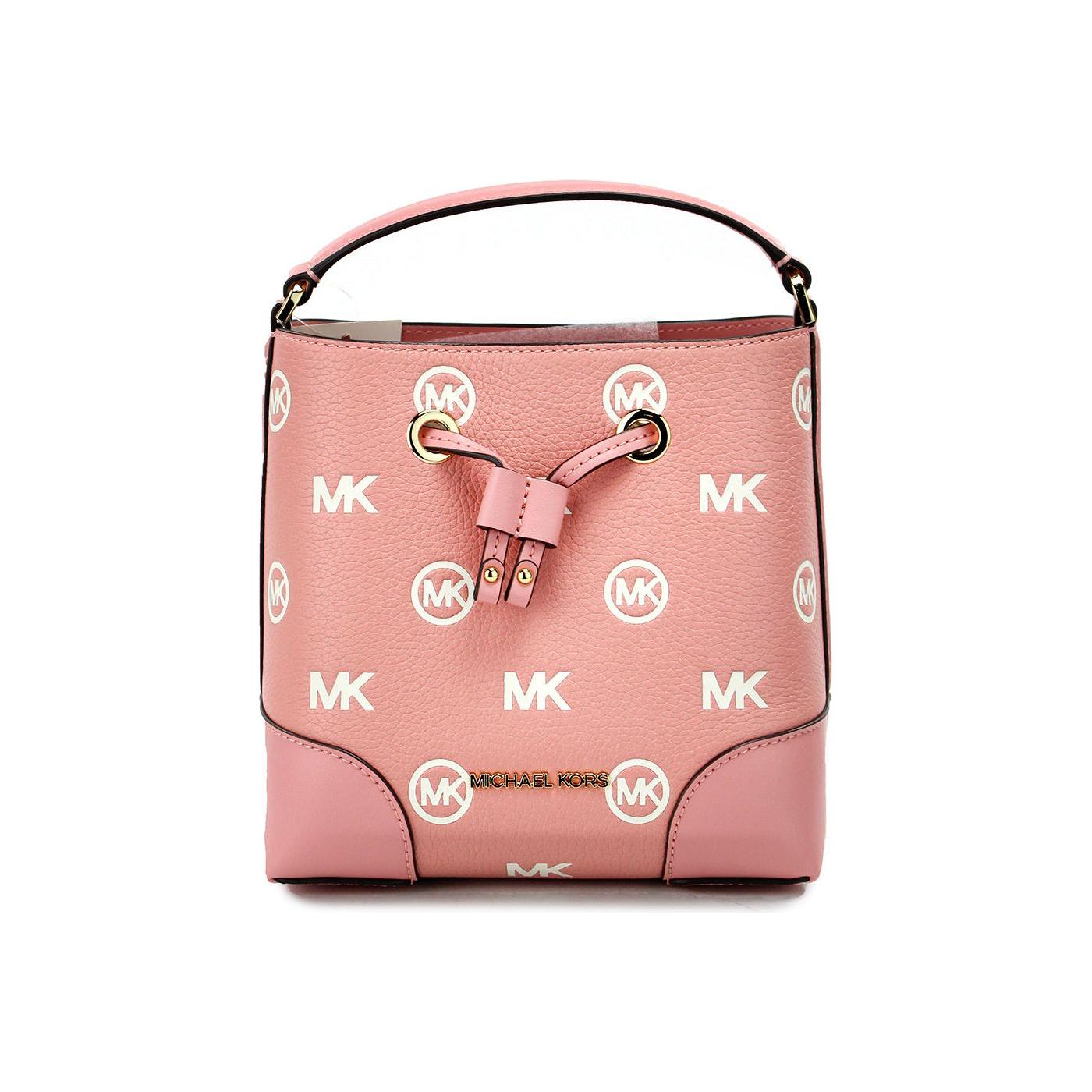 Michael Kors Mercer Small Primrose Embossed Drawstring Bucket Messenger Bag Michael Kors Tan