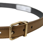 Dolce & Gabbana Metallic Gold Calf Leather Metal Buckle Belt BEL9115-85