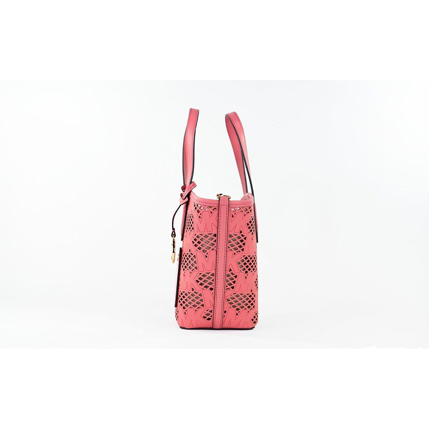 Michael Kors Kimber Small Tea Rose Leather 2-in-1 Zip Tote Messenger Bag Purse Michael Kors White Smoke