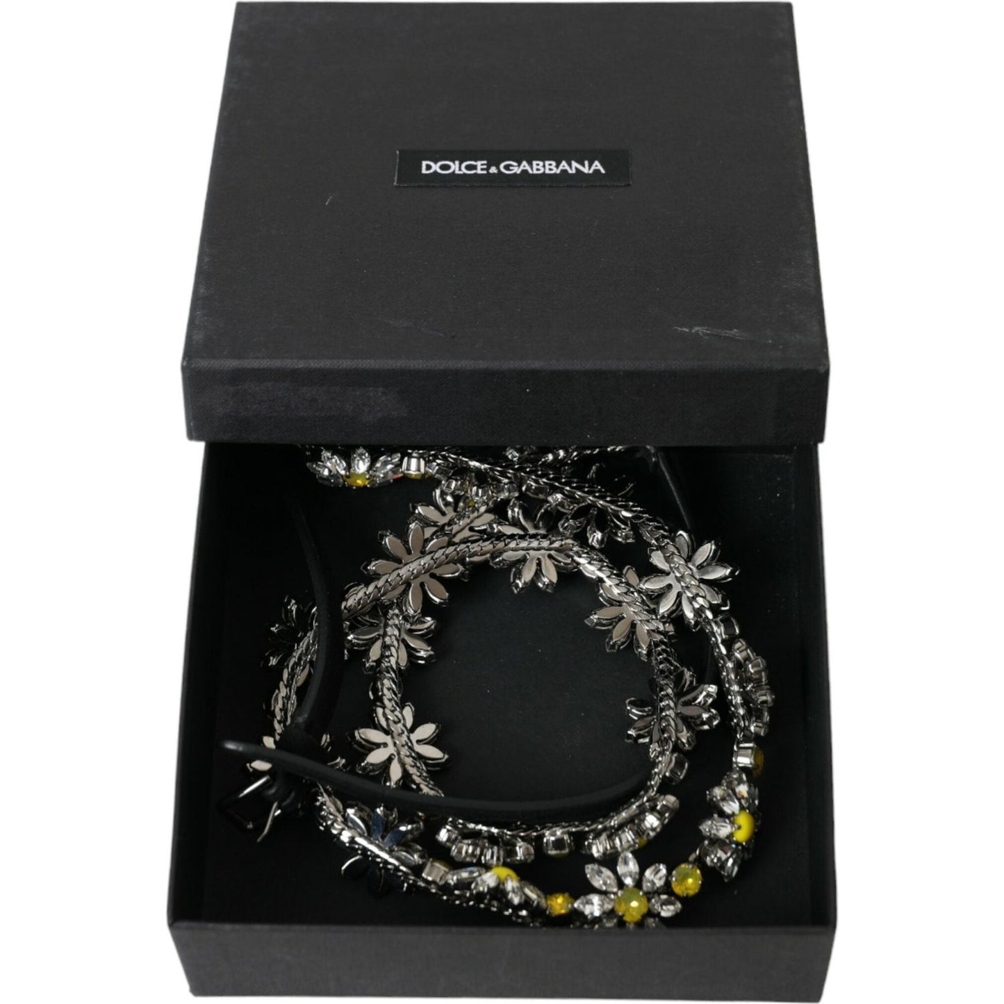 Dolce & Gabbana Elegant Crystal-Embellished Leather Belt Dolce & Gabbana Dark Slate Gray