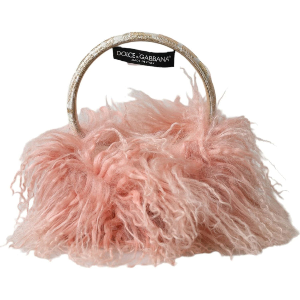 Dolce & Gabbana Pink Shearling Fur Winter Warmer Headband Ear Muffs SMY101312-One size