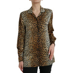Dolce & Gabbana Brown Leopard Print Long Sleeves Blouse Top TSH84784-40