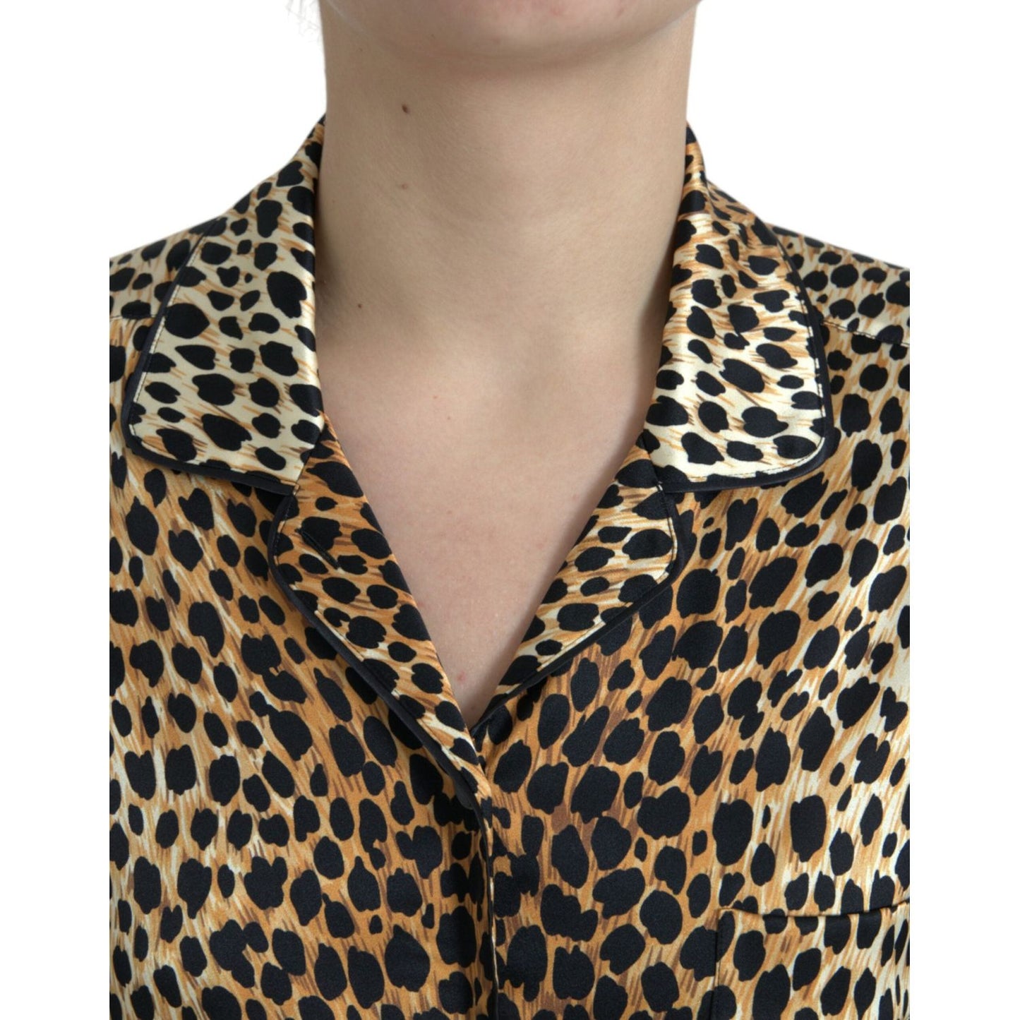 Dolce & Gabbana Brown Leopard Print Long Sleeves Blouse Top TSH84784-40
