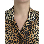 Dolce & Gabbana Brown Leopard Print Long Sleeves Blouse Top TSH84784-40