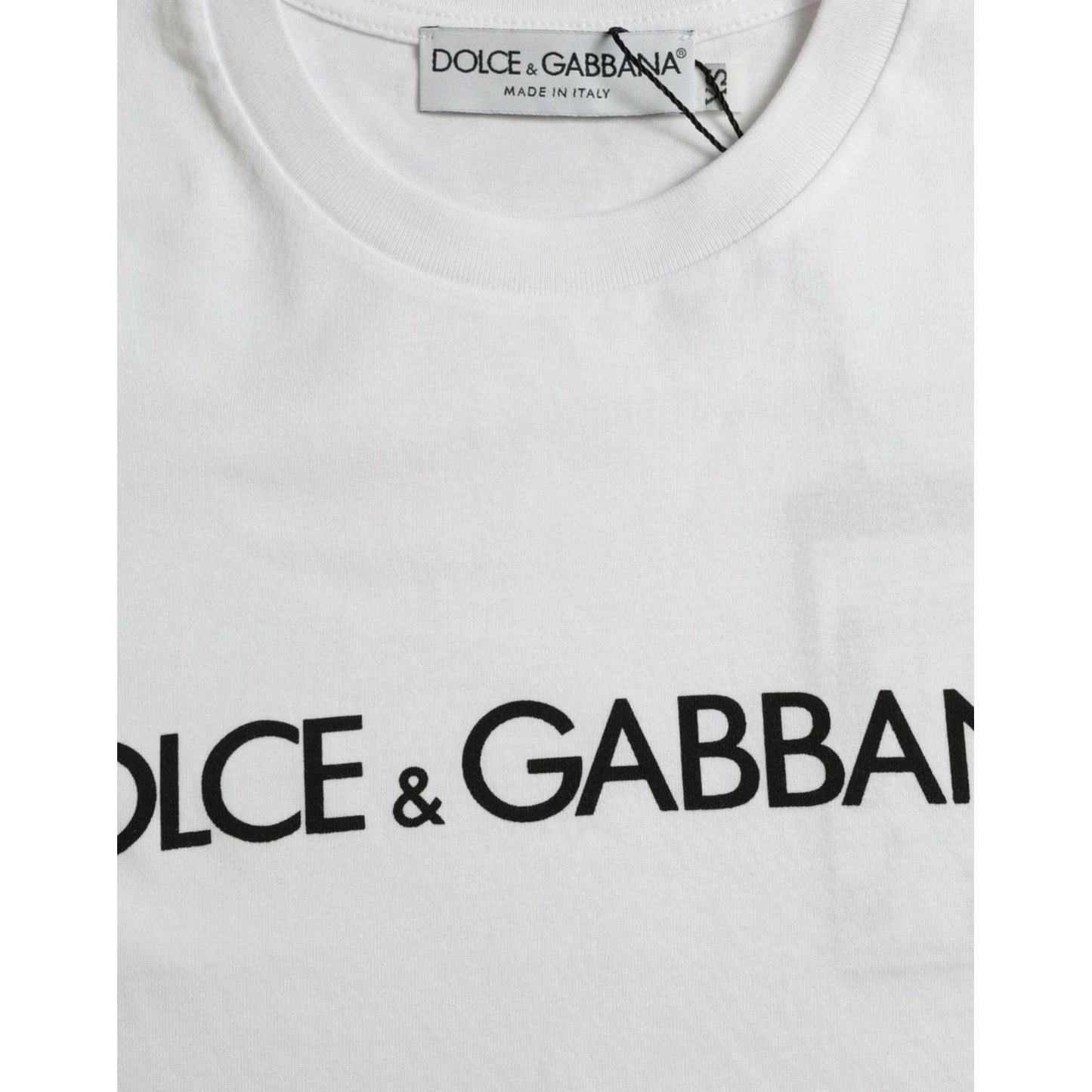 Dolce & Gabbana Elegant White Logo Crewneck Tee Dolce & Gabbana Light Gray