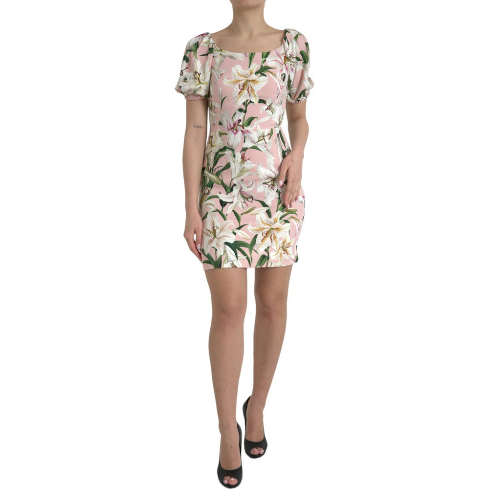 Dolce & Gabbana Pink Lily Viscose Sheath Stretch Mini Dress DR281131-40