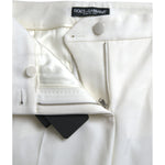 Dolce & Gabbana White Wool Mid Waist Tapered Pants PAN75093-38
