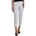 Dolce & Gabbana White Cut Out Cotton Mid Waist Cropped Pants PAN75124-38