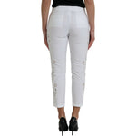 Dolce & Gabbana White Cut Out Cotton Mid Waist Cropped Pants PAN75124-38
