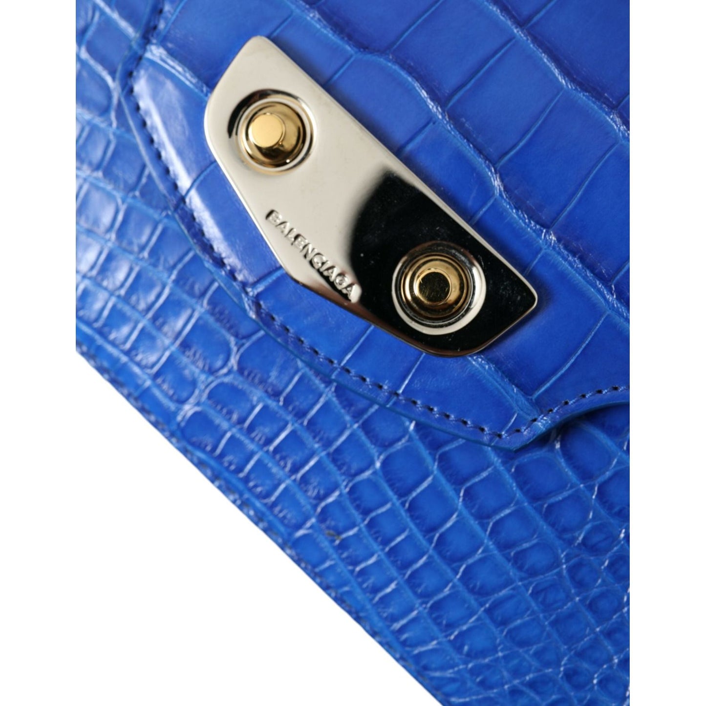 Balenciaga Alligator Skin Mini Shoulder Bag - Elegant Blue Balenciaga Steel Blue