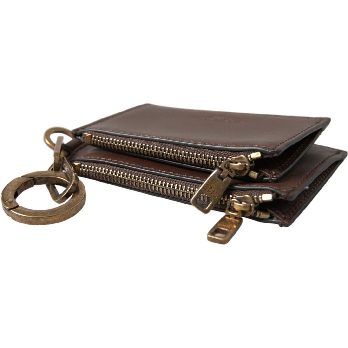 Dolce & Gabbana Brown Leather Zip Logo Keyring Coin Purse Keyring Wallet Dolce & Gabbana Dark Olive Green