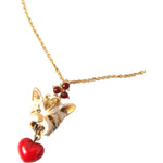 Dolce & Gabbana Gold Brass Chain Dog Heart Pendant Charm Necklace SMY101382
