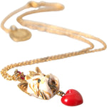 Dolce & Gabbana Gold Brass Chain Dog Heart Pendant Charm Necklace SMY101382