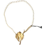 Dolce & Gabbana Gold Brass Crystal Pearl Tree Pendant Charm Necklace SMY101391