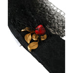 Dolce & Gabbana Black Strawberry Sicily Crystal Mesh Net Headband Diadem SMY101429