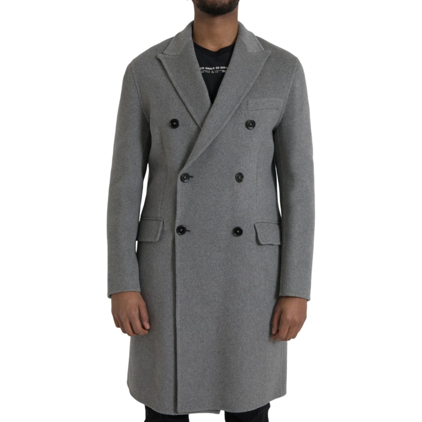 Dolce & Gabbana Gray Double Trench Coat Cashmere Jacket Dolce & Gabbana Dim Gray