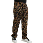 Dolce & Gabbana Brown Leopard Print Polyester Jogger Pants PAN75022-54