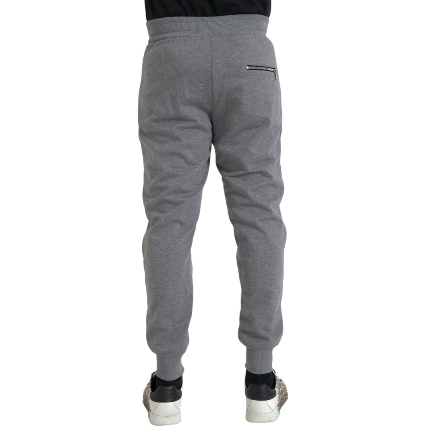 Dolce & Gabbana Gray Cotton Jogger Skinny Sweatpants Pants Dolce & Gabbana Dim Gray