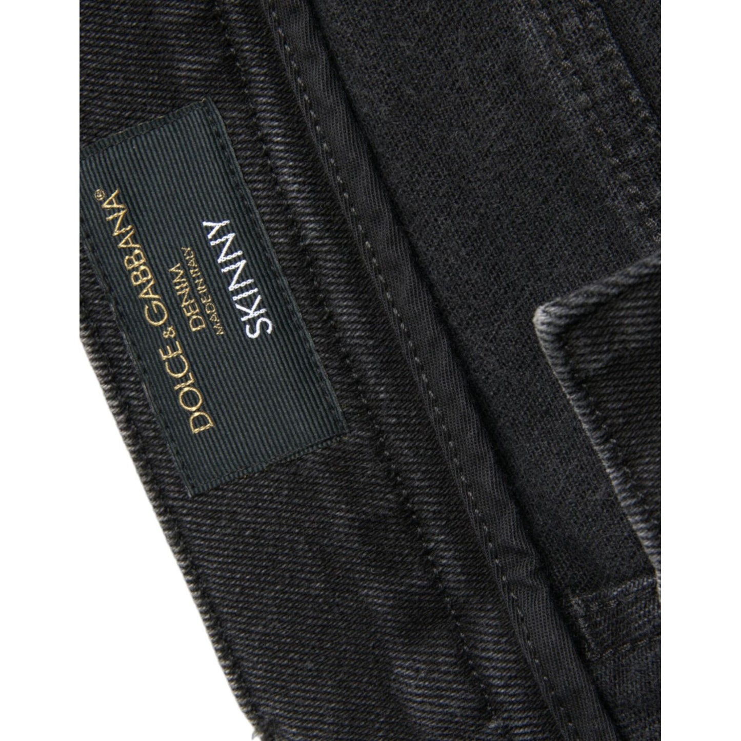 Dolce & Gabbana Gray Cotton Stretch Skinny Denim Logo Jeans Dolce & Gabbana Dark Slate Gray