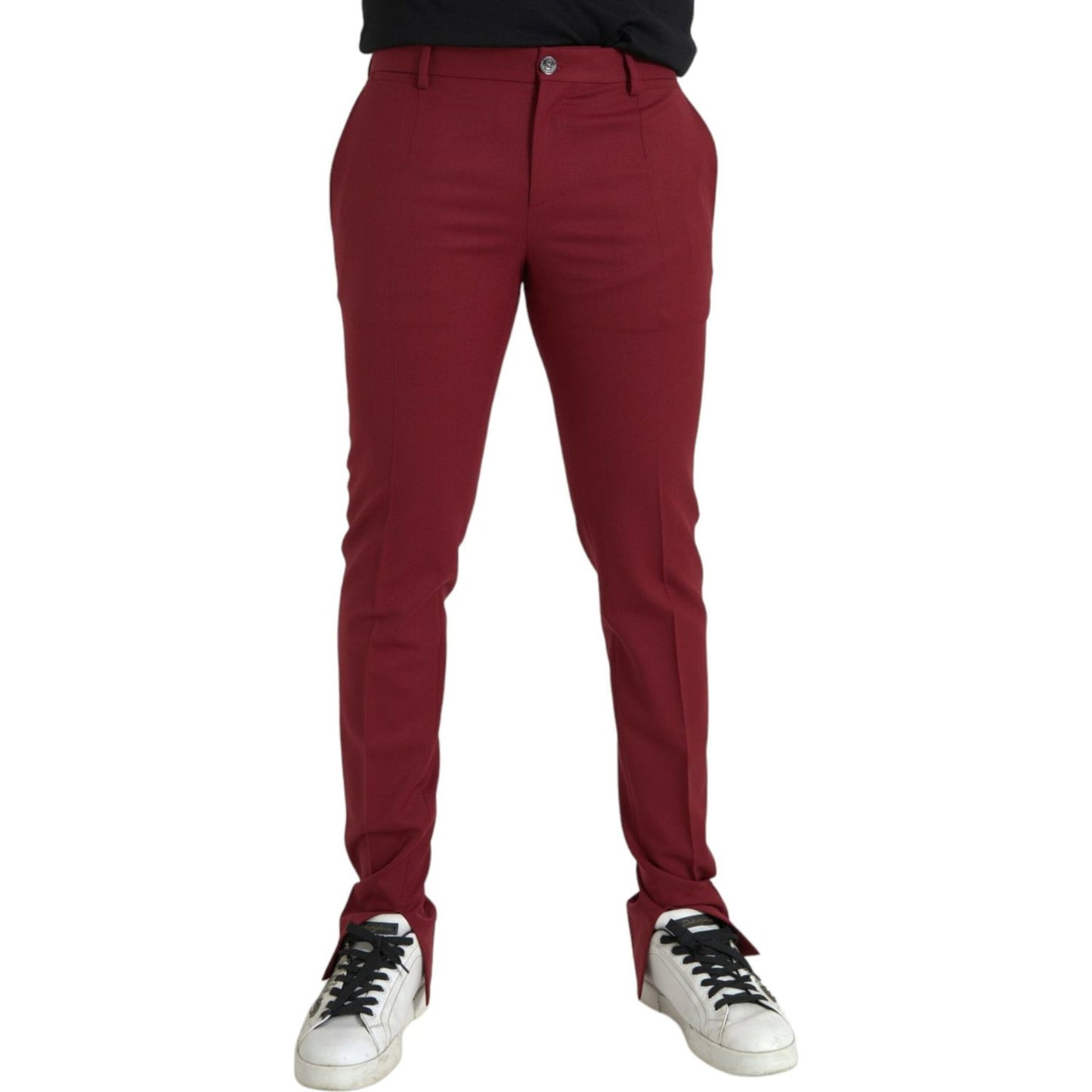Dolce & Gabbana Red Wool Men Slim Fit Dress Pants Dolce & Gabbana Saddle Brown