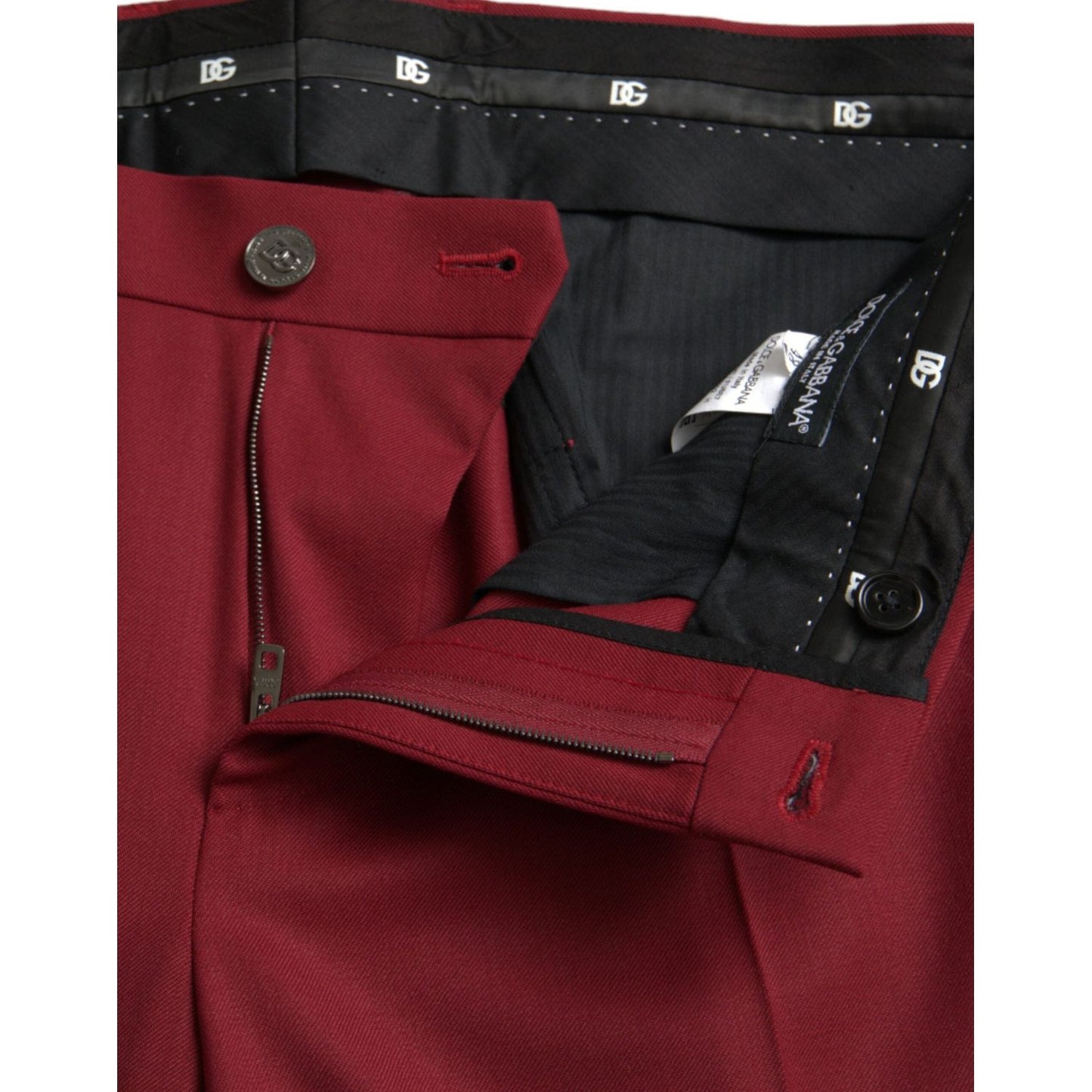 Dolce & Gabbana Red Wool Men Slim Fit Dress Pants Dolce & Gabbana Dark Slate Gray